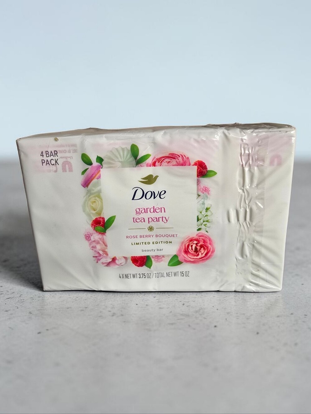 Dove Garden Tea Party Rose Berry Bouquet Beauty Bar 4 Pack Limited Edition